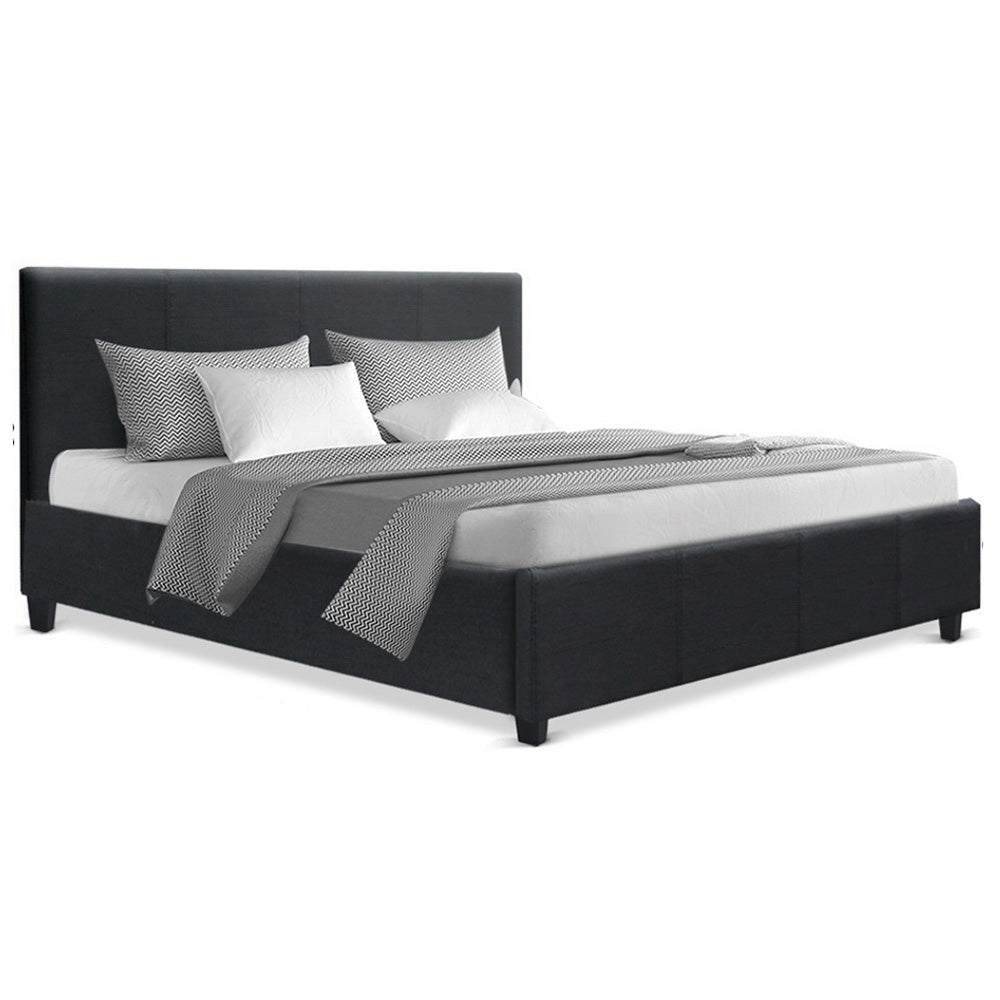Neo | Artiss Queen Size Bed Frame – Charcoal Fabric Upholstered Base