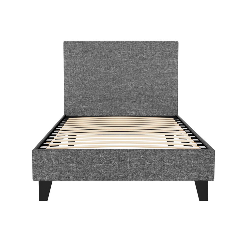 Neo Artiss Single Size Bed Frame – Grey Upholstered Platform