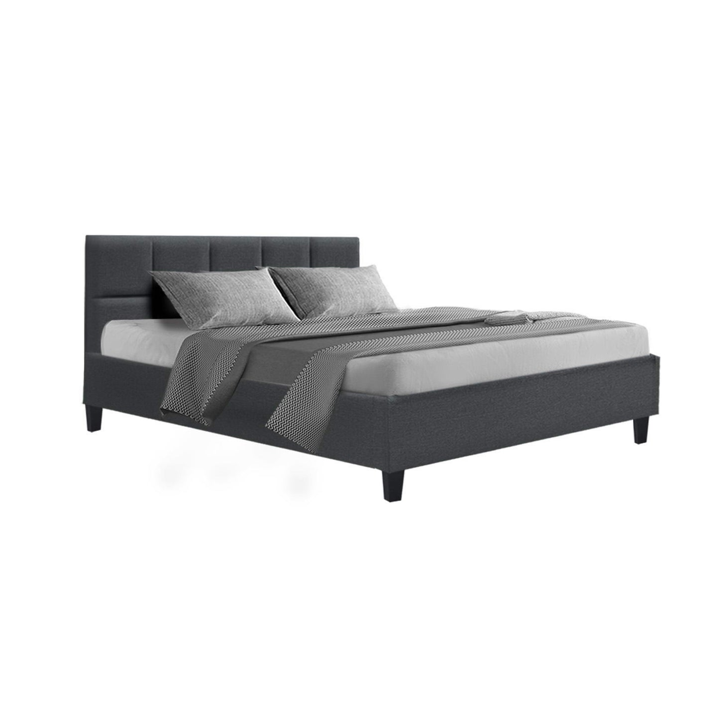 Tino Artiss Double Size Bed Frame – Charcoal Fabric Upholstered Base