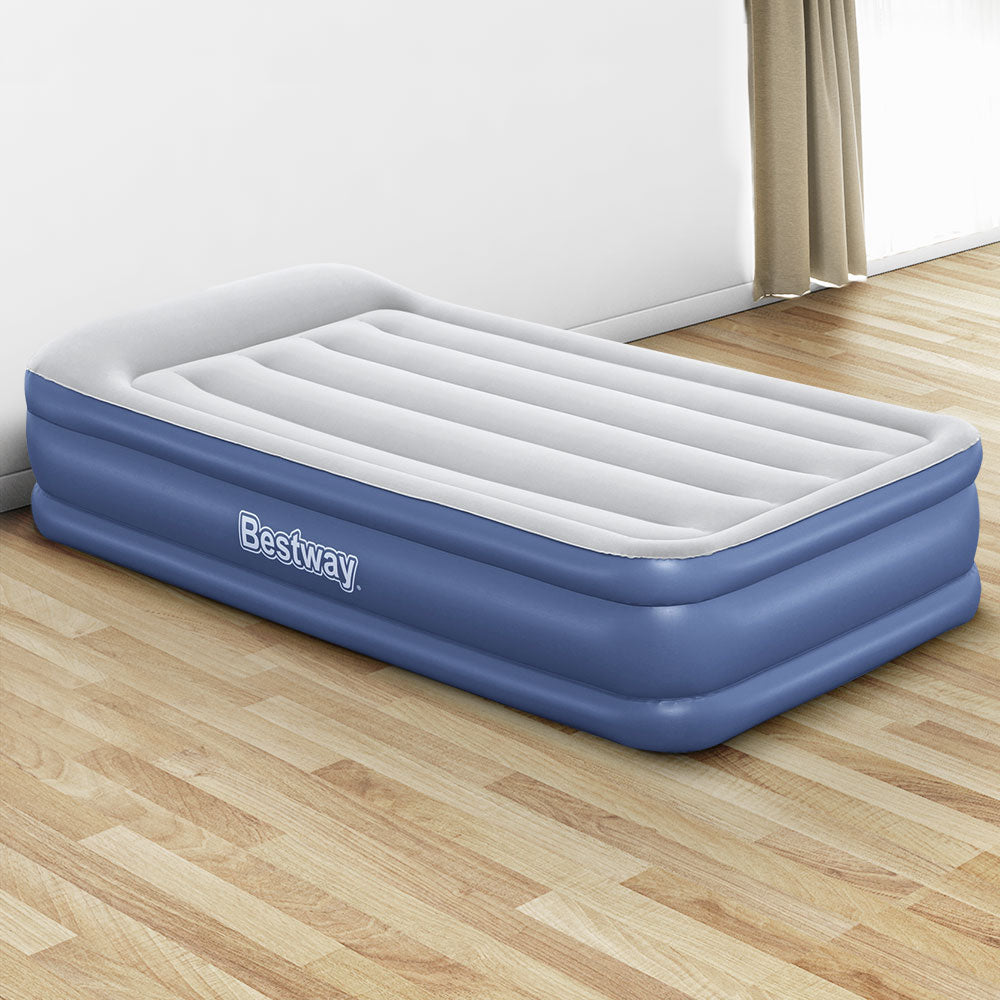 Bestway Air Mattress Single Inflatable Bed 46cm Airbed Blue Camping Travel