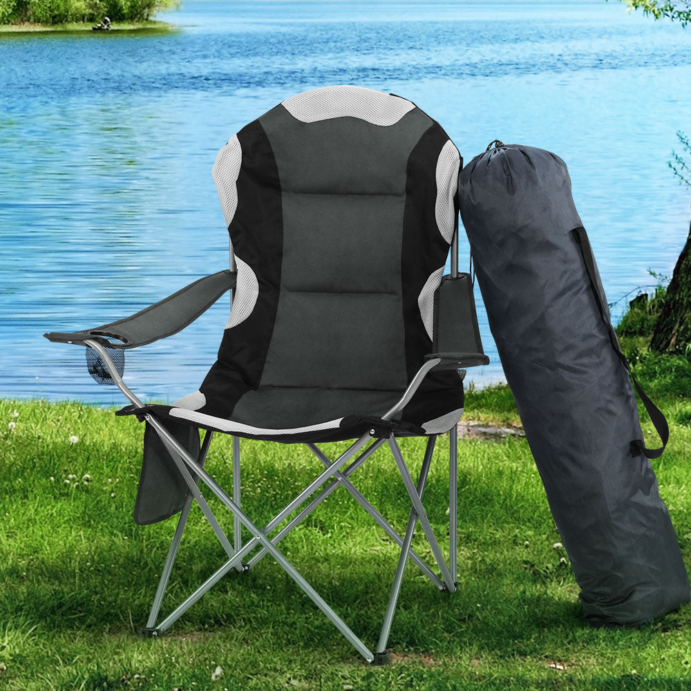Weisshorn 2X Folding Camping Chairs Portable Outdoor Hiking Fishing Picnic Grey