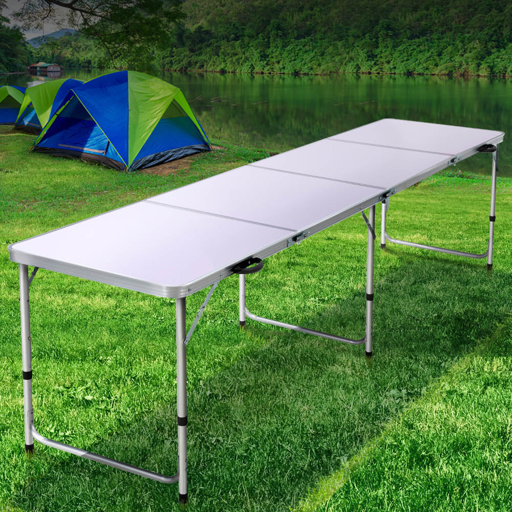 Weisshorn 240CM Folding Camping Table – Portable Aluminium Outdoor Picnic & BBQ Desk