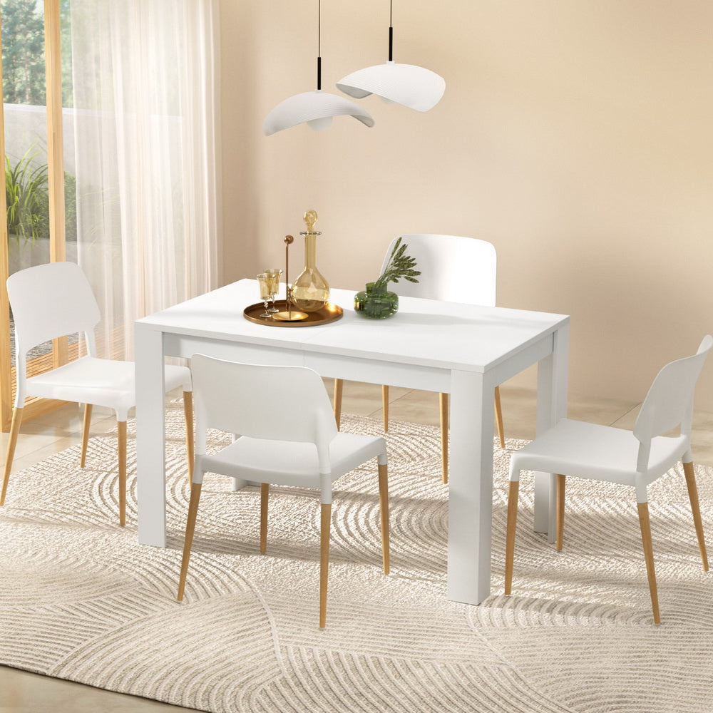 1 Artiss Dining Table and 4 Chairs Set White Wood