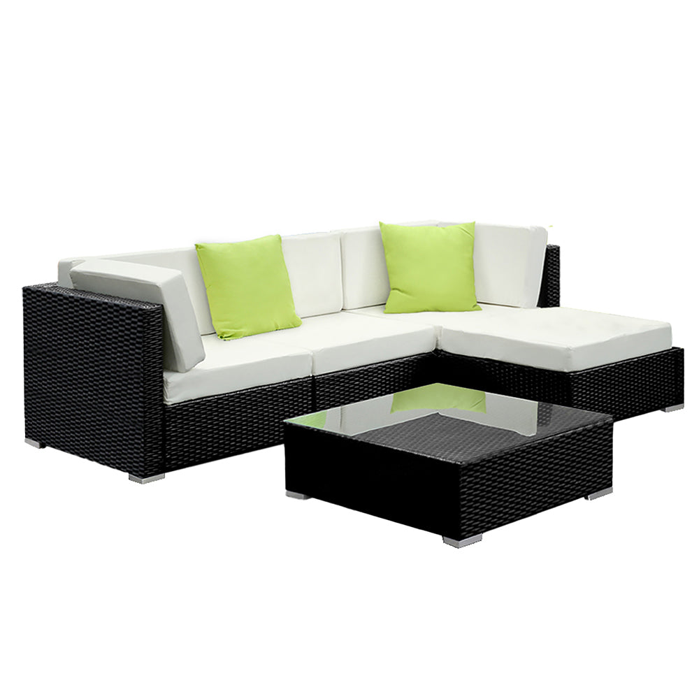Gardeon 5-Piece Outdoor Sofa Set – Wicker Lounge Couch Setting for 4 Seaters