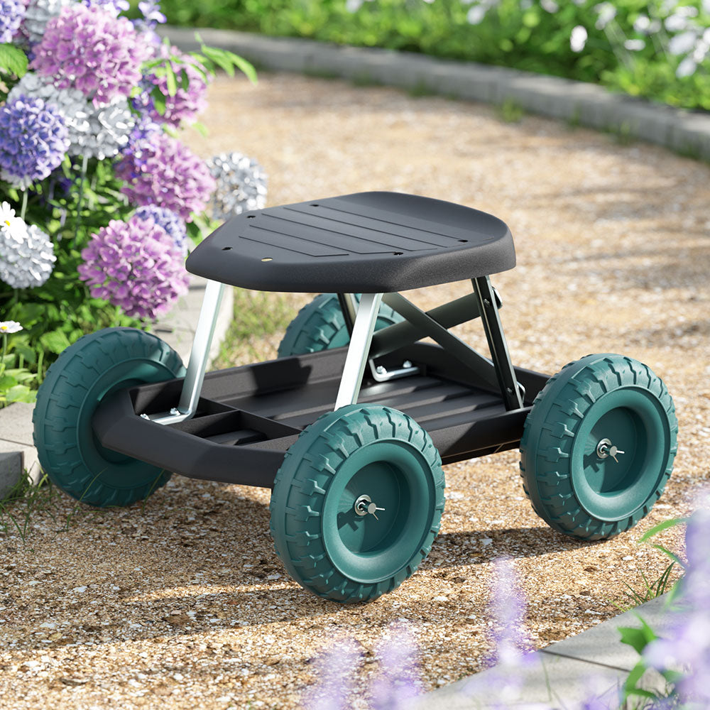 Gardeon Garden Cart Rolling Stool – Wheeled Gardening Helper Seat for Yard & Farm