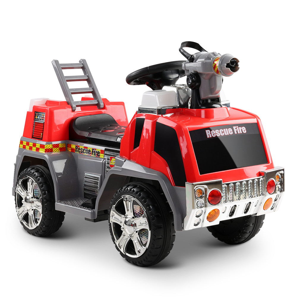 Rigo 6V Kids Electric Ride-On Fire Truck – Red Firefighting Toy Car with Siren & Lights