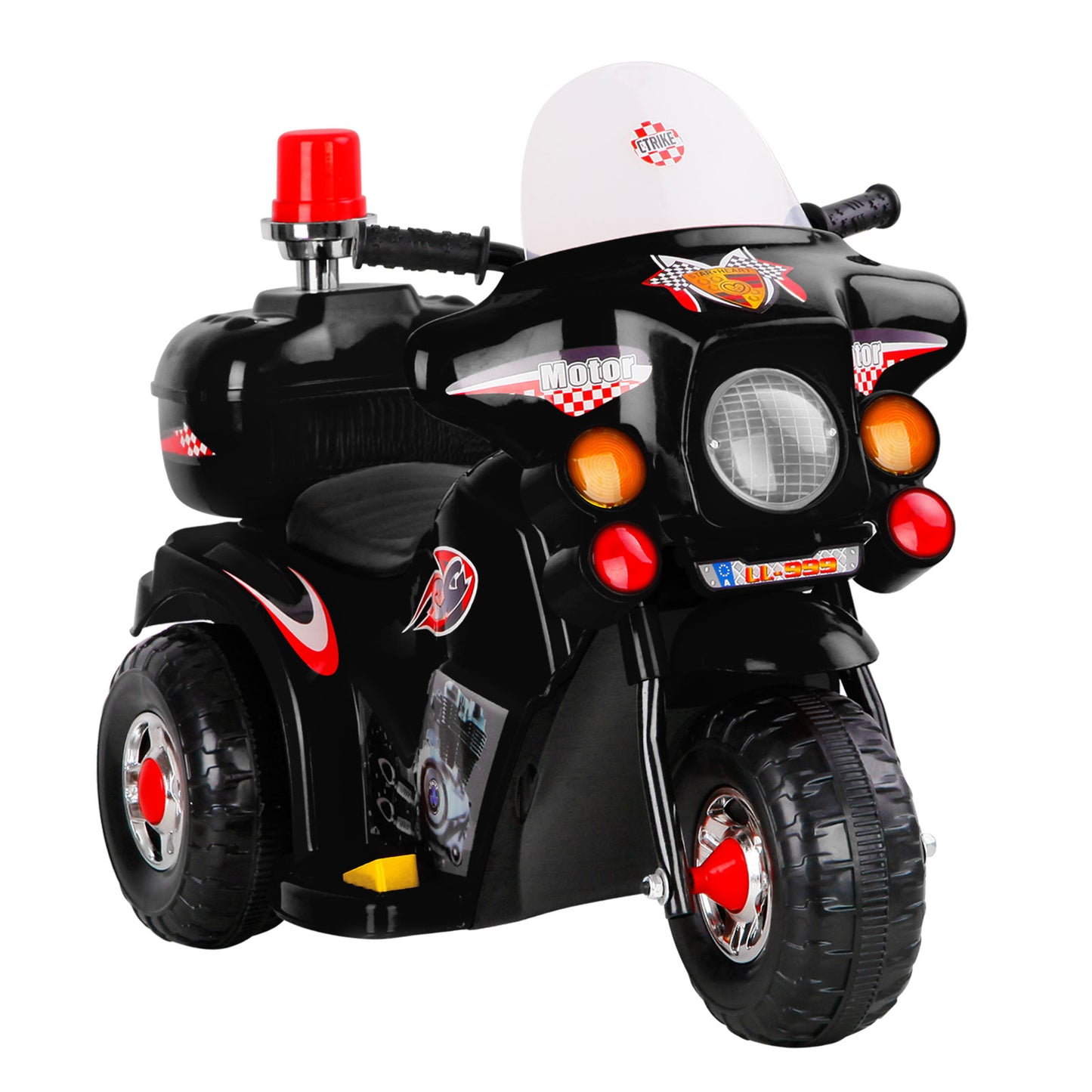 Rigo 6V Kids Electric Police Motorcycle – Black Ride-On Motorbike with Sirens & Lights