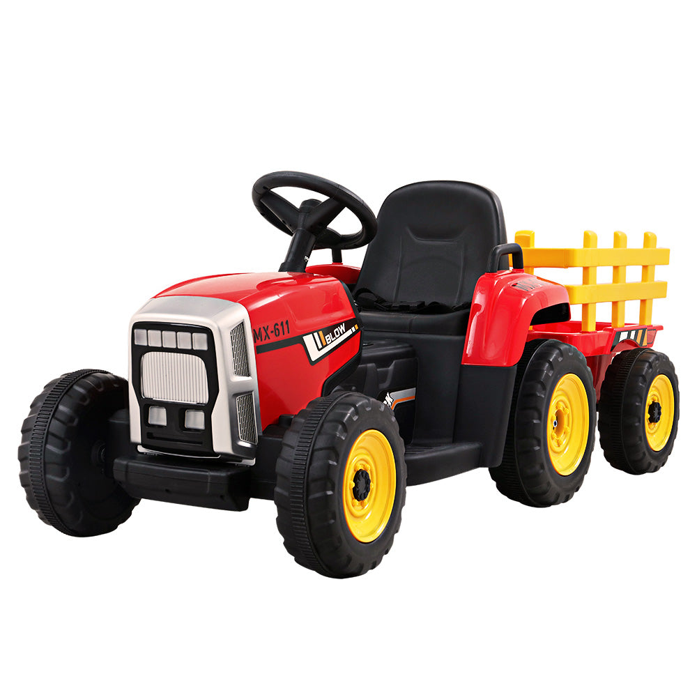 Rigo 12V Kids Electric Ride-On Tractor – Red Toy Car with Remote Control