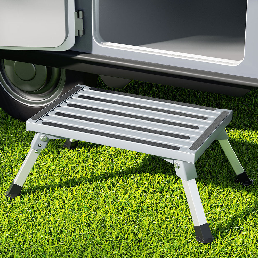 Weisshorn Caravan Folding Step Aluminium Ladder Stool Anti-Slip Portable