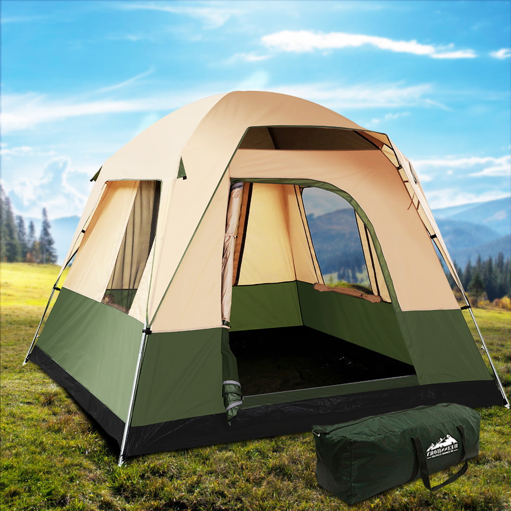 Weisshorn 4-Person Family Camping Tent – Green Dome for Hiking, Beach & Outdoor