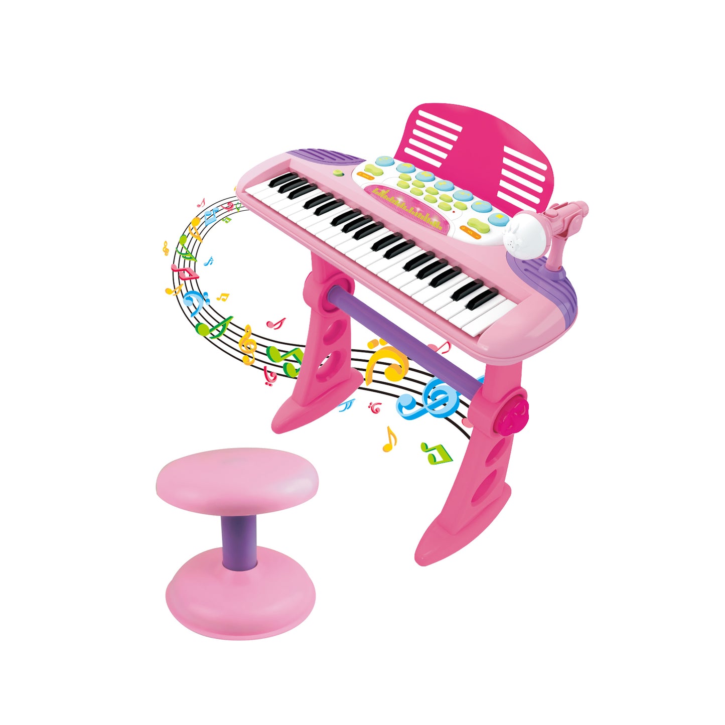 Kids Electronic Keyboard with Stand – Pink Musical Instrument Toy for Beginners
