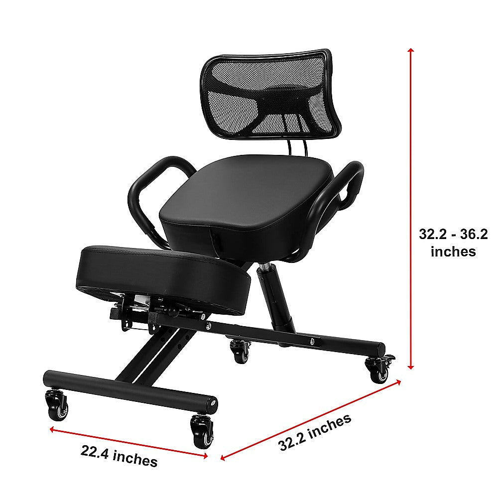 Braneit™ Ergonomic Kneeling Chair – Adjustable Posture Seat with Backrest & Casters