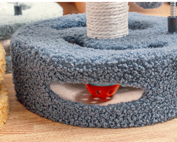 Blue And Pink Sunflower Cat Scratching Post - 35cm Sisal Cat Tree with Plush Toys for Small Cats