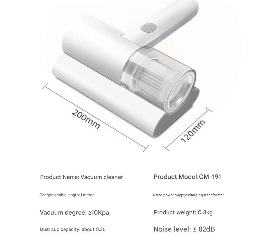 Cordless UV-C Dust Mite Vacuum - Lightweight Handheld Cleaner with HEPA Filtration for Mattresses, Sofas, and Upholstery(7.4V)
