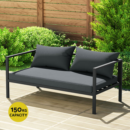 Gardeon | 4PC Outdoor Sofa Set – Charcoal Aluminium Patio Furniture for 4 Seater Lounge