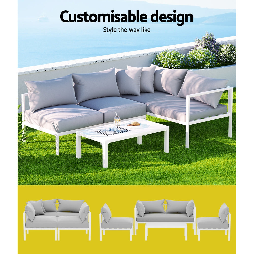 Gardeon 4-Seater Outdoor Sofa Set – Aluminium Lounge Setting for Patio or Garden