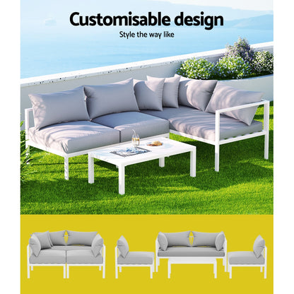 Gardeon 4-Seater Outdoor Sofa Set – Aluminium Lounge Setting for Patio or Garden