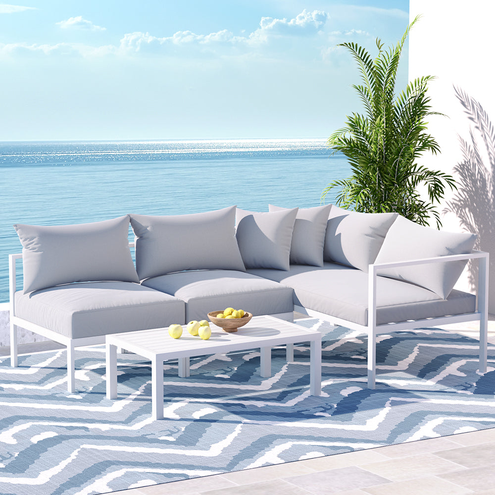 Gardeon 4-Seater Outdoor Sofa Set – Aluminium Lounge Setting for Patio or Garden