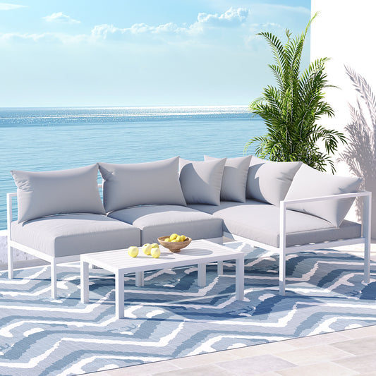 Gardeon 4-Seater Outdoor Sofa Set – Aluminium Lounge Setting for Patio or Garden