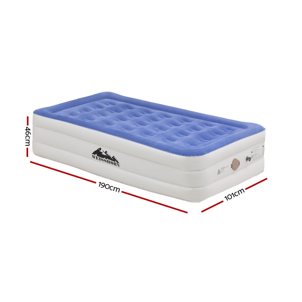 Weisshorn Air Mattress Single Inflatable Bed 46cm Cube Airbed Camping Guest