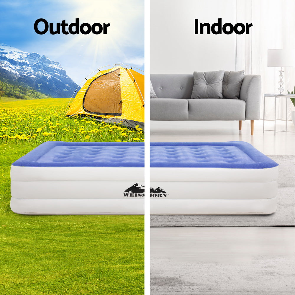 Weisshorn Air Mattress Single Inflatable Bed 46cm Cube Airbed Camping Guest