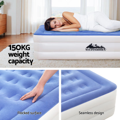 Weisshorn Air Mattress Single Inflatable Bed 46cm Cube Airbed Camping Guest