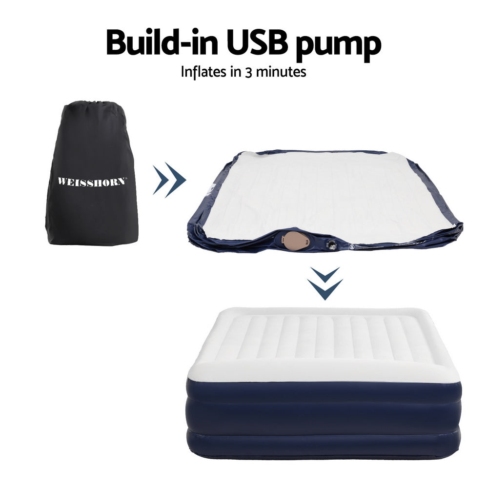 Weisshorn Double Air Mattress – 46cm Inflatable Bed for Camping, Guests & Travel