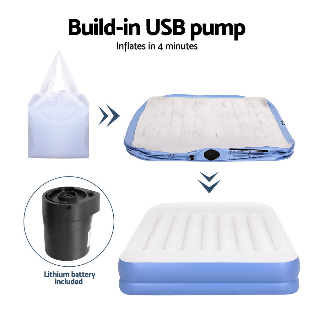 Weisshorn Air Mattress Queen Inflatable Bed 41cm Airbed for Camping/Home