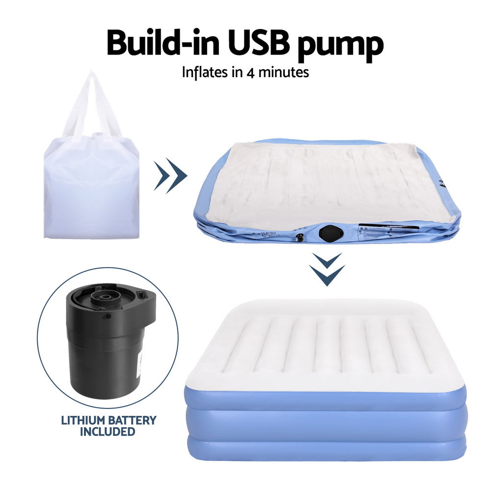 Weisshorn Air Mattress Queen Inflatable Bed 50cm Airbed Guest Camping Use