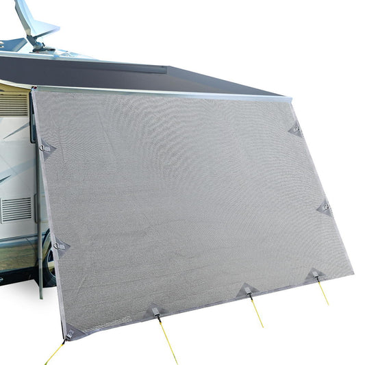 Caravan Privacy Screen 3.7x1.95M Roll Out Awning Sun Shade End Wall – Grey