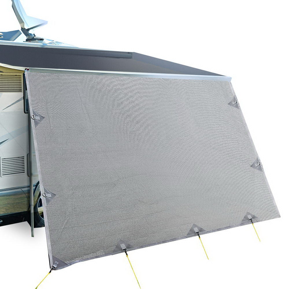 Caravan Privacy Screen Roll Out Awning 4.3x1.95M Sun Shade End Wall Grey