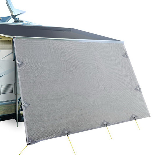 Caravan Privacy Screen Roll Out Awning 4.3x1.95M Sun Shade End Wall Grey