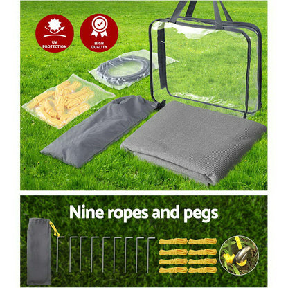 Caravan Privacy Screen Roll Out Awning 4.3x1.95M Sun Shade End Wall Grey