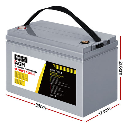 Giantz 2x 12V 100Ah AGM Deep Cycle Batteries + Power Box – Solar, Caravan & Camping Kit