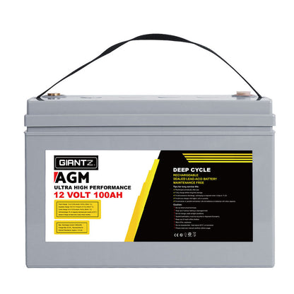 Giantz 2x 12V 100Ah AGM Deep Cycle Batteries + Power Box – Solar, Caravan & Camping Kit