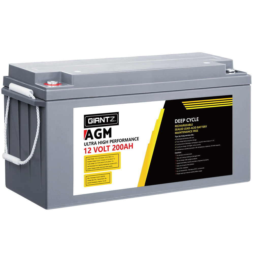 Giantz 12V 200Ah AGM Deep Cycle Battery – Portable Box for Solar, Caravan & Camping