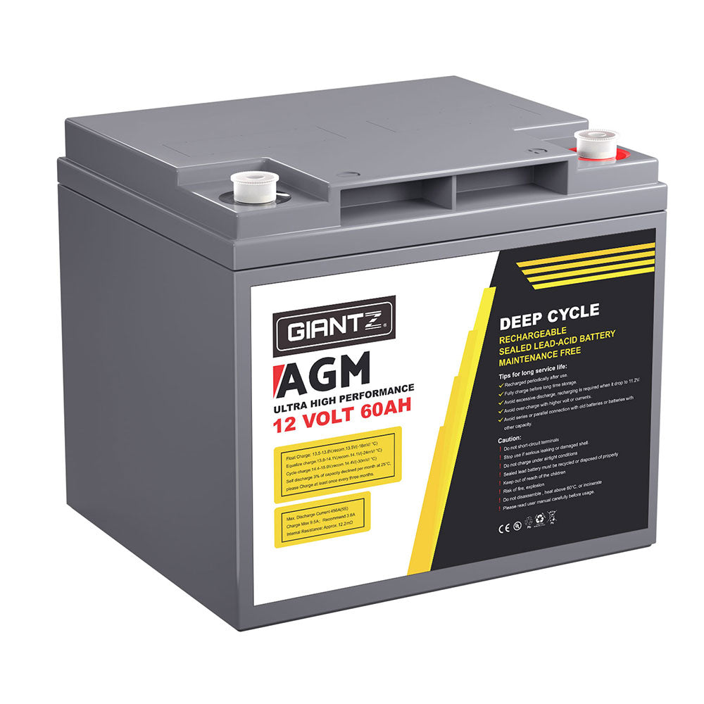 Giantz 12V 60Ah AGM Deep Cycle Battery – Portable Solar Power Box for Camping & Caravan