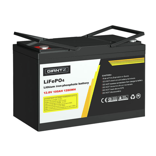 Giantz 12V 100Ah LiFePO4 Lithium Battery with Box – Deep Cycle Power for Solar & Camping
