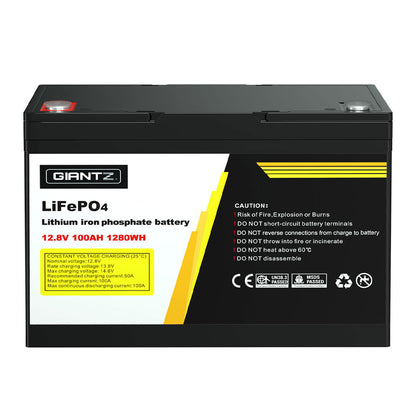 Giantz 12V 100Ah LiFePO4 Lithium Battery with Box – Deep Cycle Power for Solar & Camping