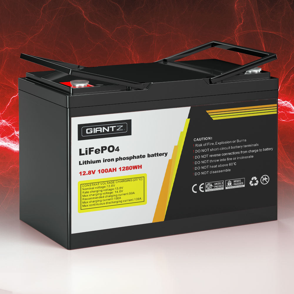 Giantz 12V 100Ah LiFePO4 Lithium Battery with Box – Deep Cycle Power for Solar & Camping