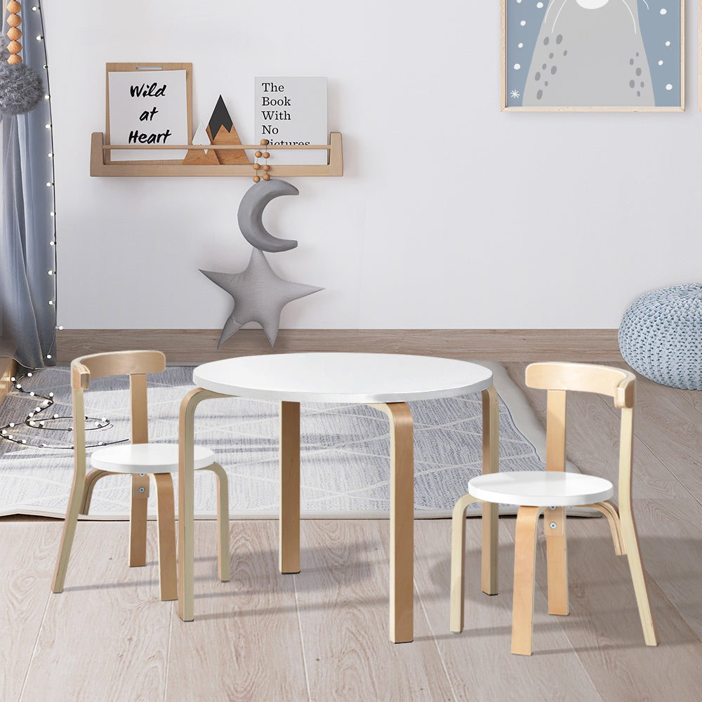 Keezi 3PCS Kids Table & Chairs Set – Activity Play Desk for Toys, Study & Crafts