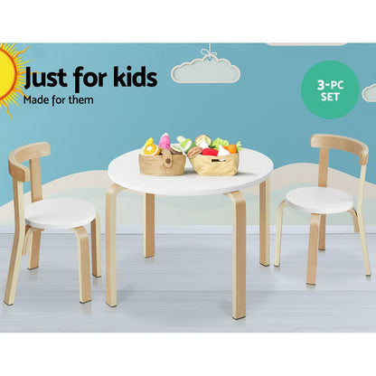 Keezi 3PCS Kids Table & Chairs Set – Activity Play Desk for Toys, Study & Crafts