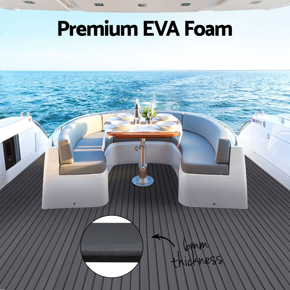 Seamanship EVA Foam Boat Flooring Mat – 240x90cm Marine Decking Sheet (Dark Grey Decor)