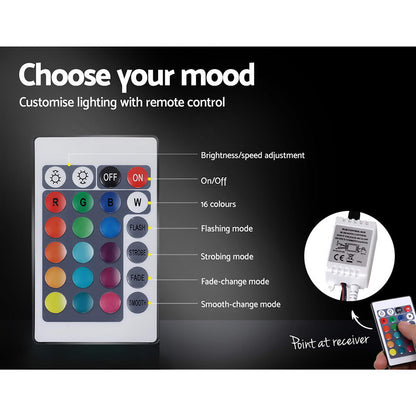 Cole Artiss Queen Size Gas Lift Bed Frame with LED – White Upholstered Base