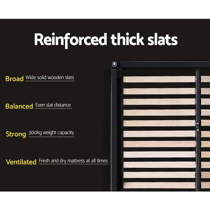 Neo | Artiss Queen Size Bed Frame – Charcoal Fabric Upholstered Base