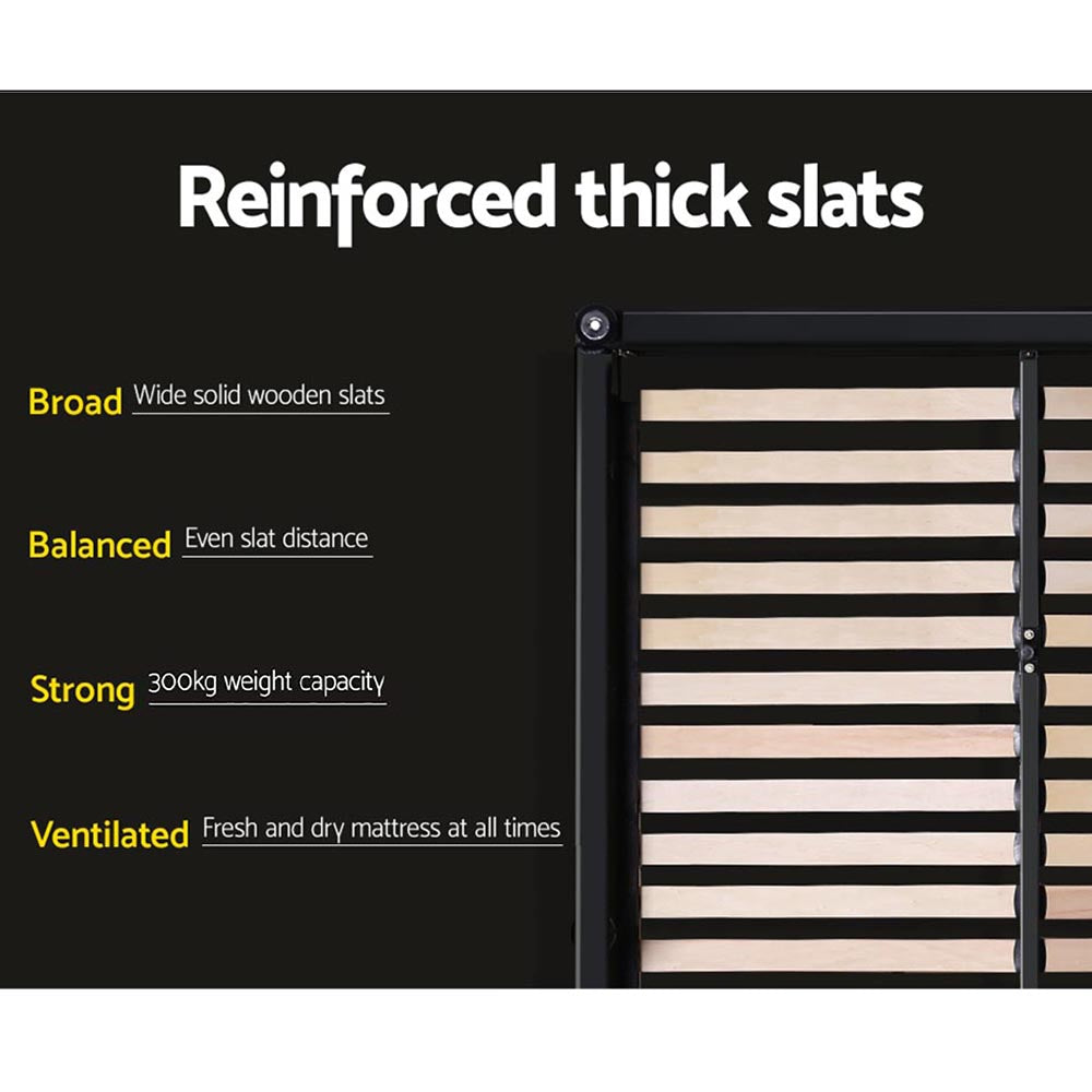 Pier Artiss King Size Bed Frame – Grey Fabric Upholstered Platform