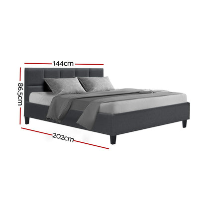 Tino Artiss Double Size Bed Frame – Charcoal Fabric Upholstered Base