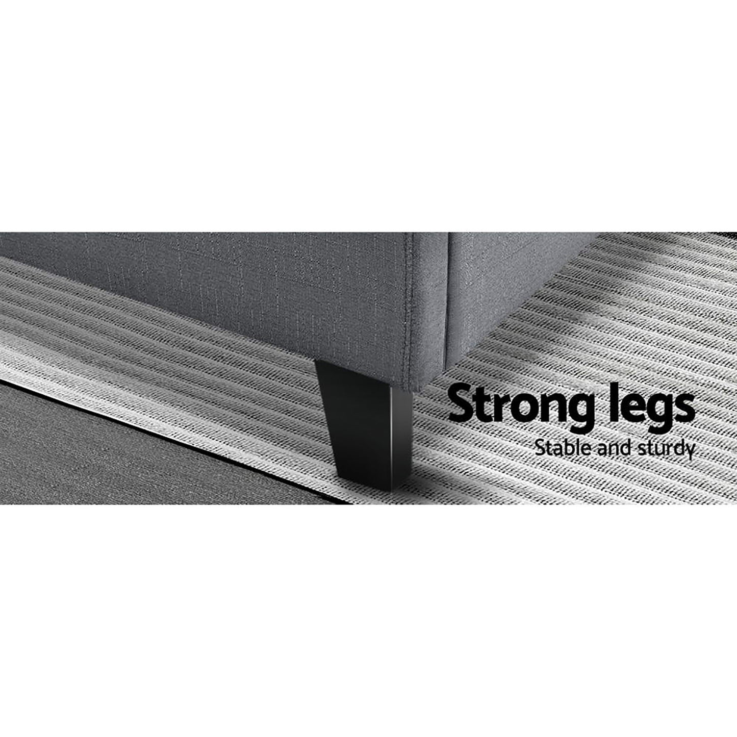 Tino Artiss Queen Size Bed Frame – Grey Fabric Upholstered Platform
