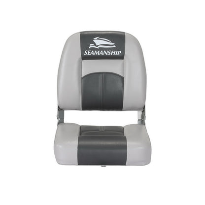 2X Seamanship Folding Boat Seats Marine Swivel Low Back 10cm Padding Charcoal