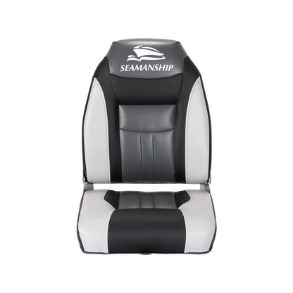 Seamanship 2X Folding Boat Seats – Marine Swivel High Back 12cm Padding (Black)
